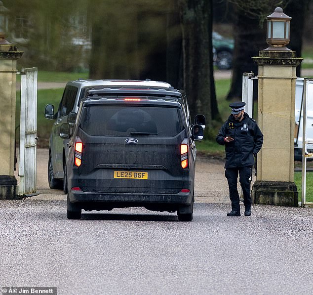 Searches continue after convoy of police raid Windsor as arrested Andrew's time in custody extends into the evening