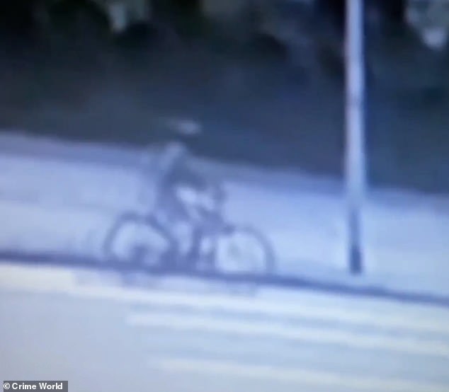 A still from CCTV footage showing Noah cycling on York Road in Belfast on the day he disappeared