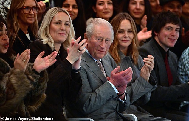 King Charles seen at London Fashion Week today. He has said that the police investigating his brother will have his 'wholehearted support and co-operation'