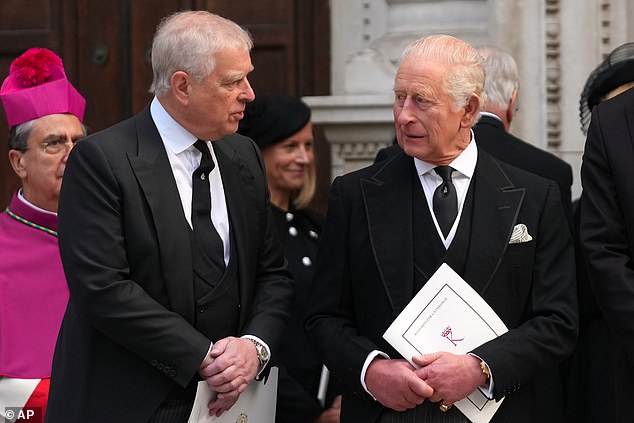 King Charles (pictured with Andrew in 2025) is set appear at London Fashion Week just hours after his brother Andrew Mountbatten-Windsor was arrested on his 66th birthday this morning