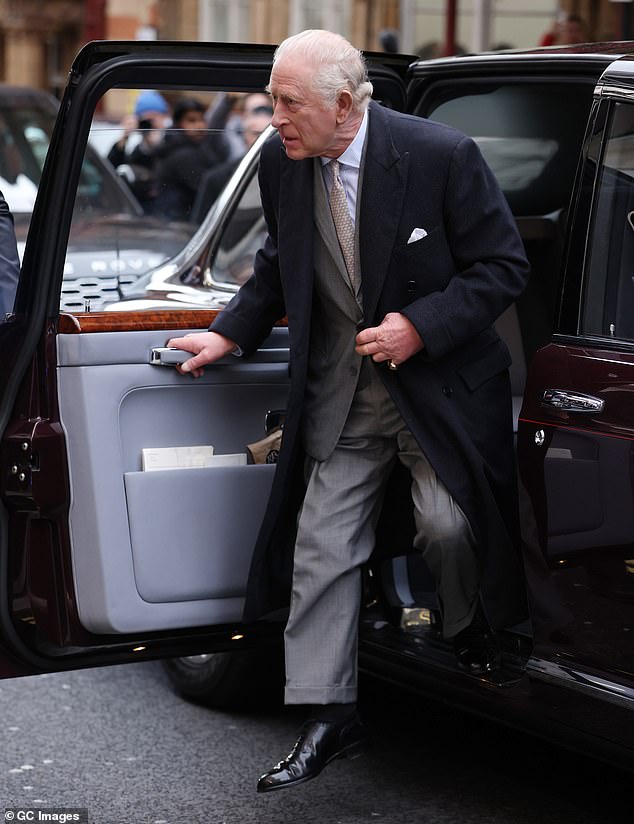 King Charles seen at London Fashion Week today. He has said that the police investigating his brother will have his 'wholehearted support and co-operation'