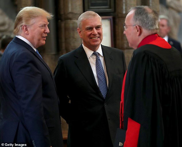 Trump and the former prince are seen together in June 2019 in London, England, during a visit to Westminster Abbey