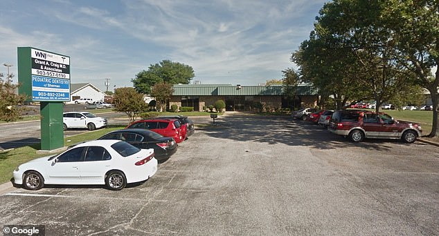 Following her arrest, Pediatric Dentistry of Sherman (pictured) said Buck was hired as a contractor through Cloud Dentistry - a platform that matched providers with practitioners. She worked at the location in the past 'and performed well enough to be invited back'