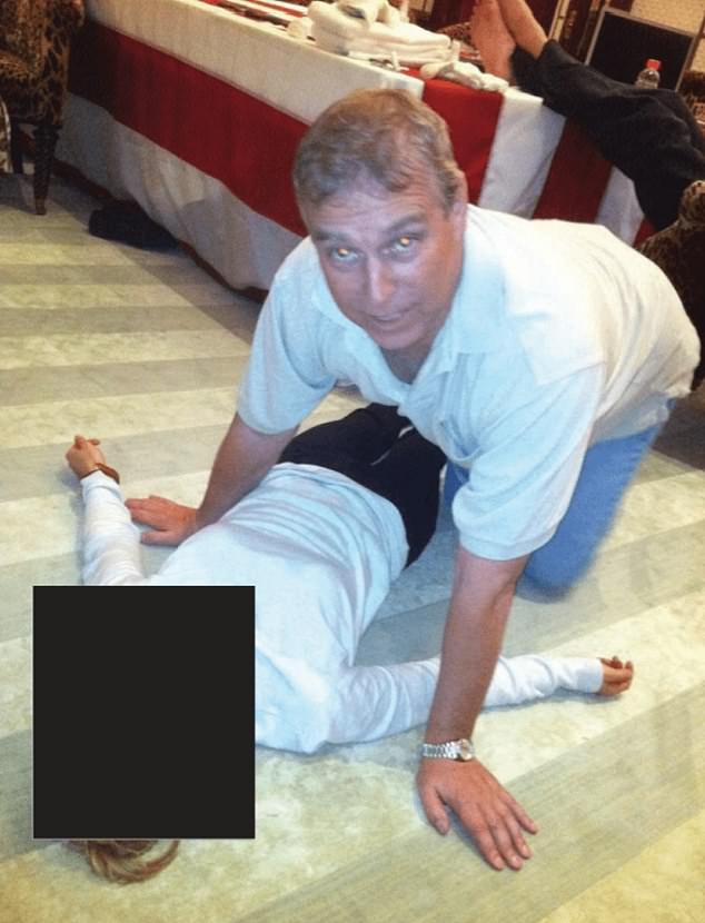 A photograph of Andrew lying on the floor with a young woman emerged as part of the DOJ¿s Epstein document release last month