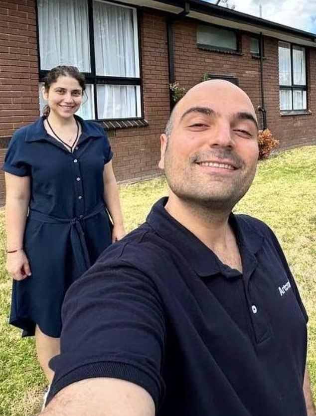 Ms Safavi is understood to have first lived in Townsville and then Melbourne with her husband Ali Golchin (both pictured)