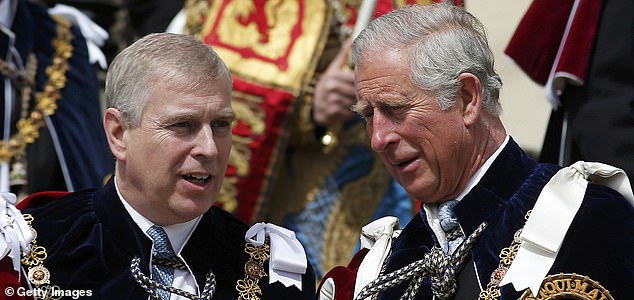 WINDSOR, ENGLAND - JUNE 15:  Prince Andrew, Duke of York and Prince Charles, Prince of Wales attend the Order of the Garter Service at St George's Chapel in Windsor Castle on June 15, 2015 in Windsor, England. The Order of the Garter is the most senior and the oldest British Order of Chivalry and was founded by Edward III in 1348.  (Photo by Peter Nicholls - WPA Pool /Getty Images)