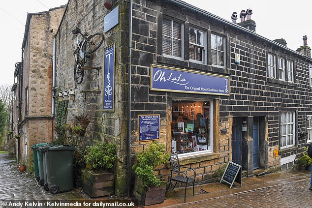 The village also boasts a business called The Original Bronte Stationary Store (pictured), on the site of a Victorian store where Charlotte Bronte, is said to have bought her writing paper and arranged to sell copies of Jane Eyre