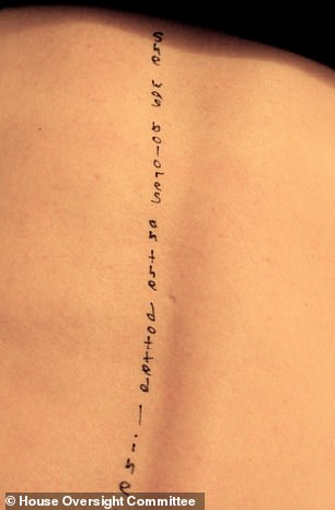 On her spine: 'She was Dolores on the dotted line.'