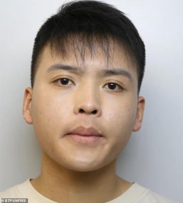 The pair were rumbled when an off-duty British Transport Police (BTP) officer spotted the suspicious cargo, which was riddled with holes, Inner London Crown Court heard. Pictured: Daoyan Shang, 20