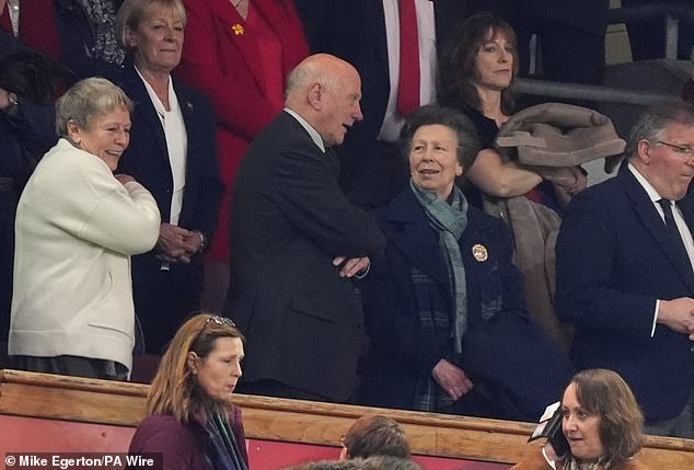 The Princess Royal watches from the stands during the Wales-Scotland today