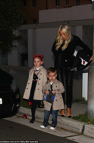 Roxy Jacenko leaves home with children Pixie and Hunter en route to Cooma where husband Oliver Curtis is being released in June 2017