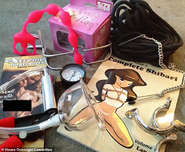 Sex toys and pornographic material are included in one of the 19 undated pictures