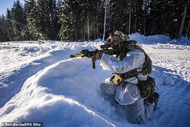 A soldier from the 2nd Battalion The Royal Anglian Regiment (The Poachers) on exercise in Estonia at the beginning of February