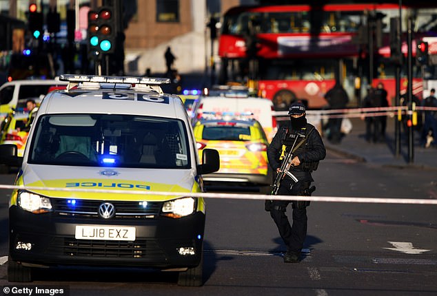 Mark Luker of British Transport Police rushed to the scene after three terrorists deliberately drove a van into pedestrians walking over London Bridge in 2017. (Picture from the scene)