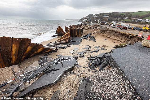 The A379 between Torcross and Slapton in South Devon has collapsed into the sea after Storm Imogen devastated the area earlier this month