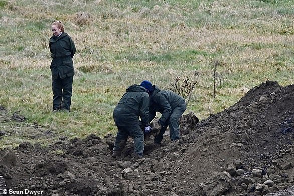 The garda dig on Stephenson Sand and Gravel continues. A car axel and another item were set aside by Gardai.