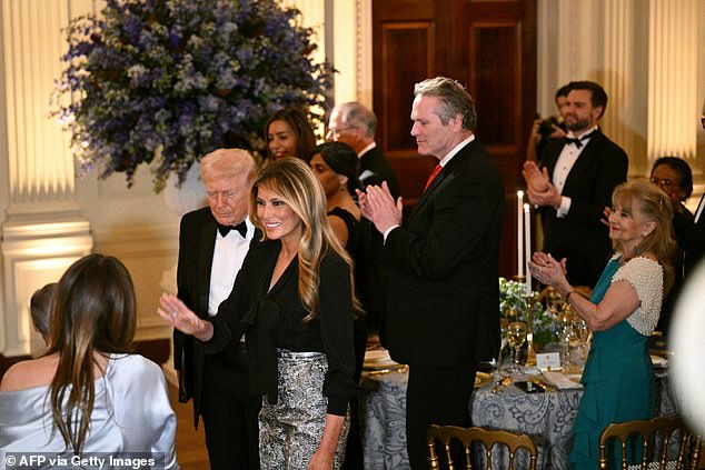 Trump and Melania greeted guests and state governors at the dinner