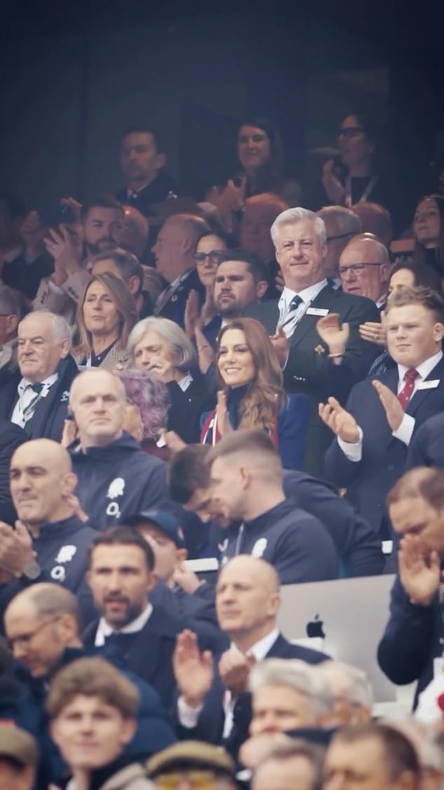 The princess joined fans in eagerly applauding the teams into the ground