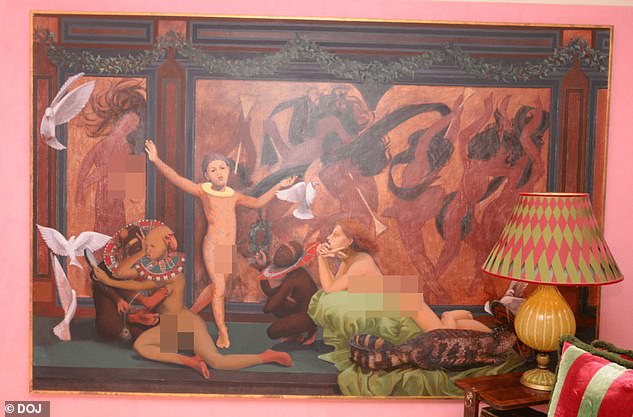 The 'Coming of Age Ceremony' mural that was discovered in Jeffrey Epstein's New York mansion on the Upper East Side of Manhattan