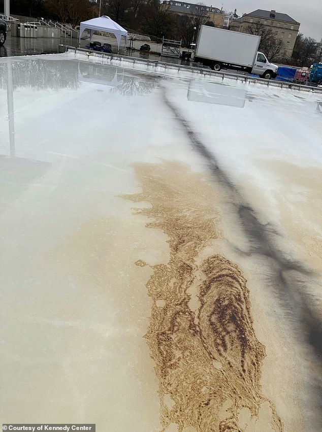 An investigation is underway after the Kennedy Center's outdoor ice rink was vandalized Friday, forcing the cancellation of a performance, officials said