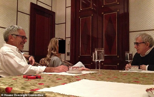 Epstein, an unidentified woman and Allen are seen speaking at a table. Files also showed Epstein contacting a photographer on Allen's behalf in search of a young woman, aged between 20 and 24, to cast in a comedy