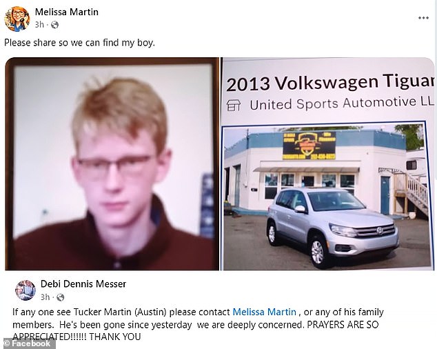 Family members said on Facebook that Martin was last heard from on Saturday just before 8pm after he left his $1.1 million home in Cameron, North Carolina, at around 1pm