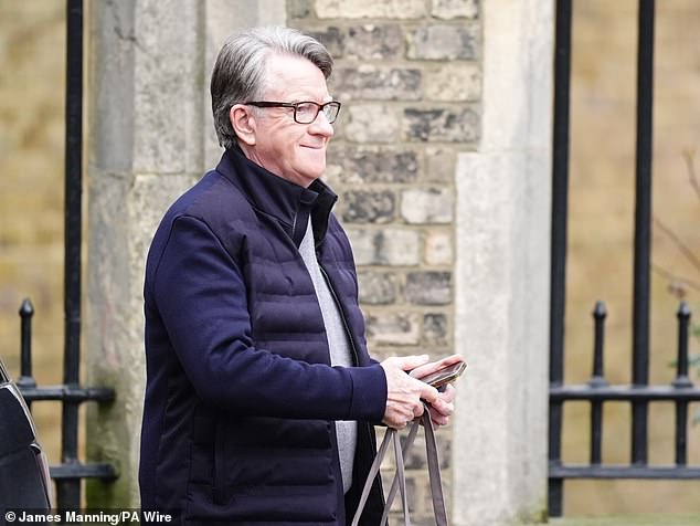 Lord Mandelson – who has also had his two properties searched by police – was seen leaving his north London home yesterday