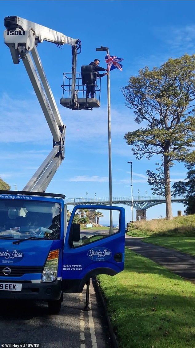 Businessman handed £3,000 bill after he used his company's cherry picker to put Union Jack flags up - before council took them all down