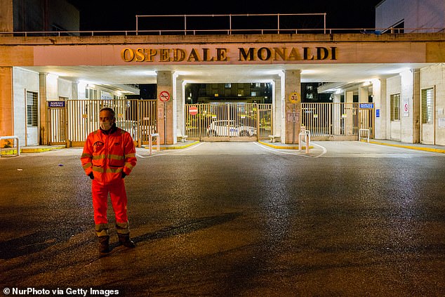Domenico's donor heart was transported to Monaldi Hospital (pictured) in -80C dry ice, it is suspected