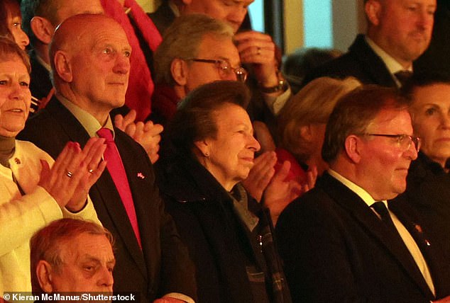 Princess Anne takes her place in the stands at the Principality Stadium in Cardiff, which saw Wales lost to Scotland 23-26