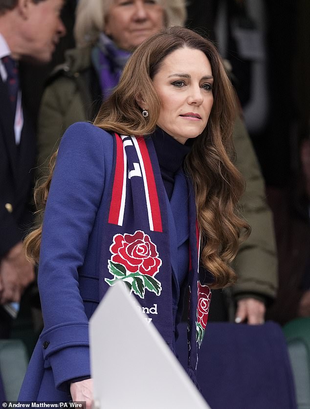 The Princess of Wales attended the match in her role as patron of the England RFU