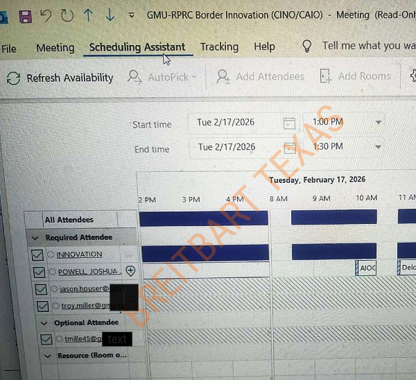 CBP Scheduling Screen showing contacts with Howser and Miller. (U.S. Customs and Border Protection)