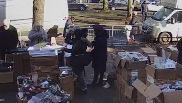 Moment brazen pickpockets steal £450 from carer grandmother outside busy high street shop