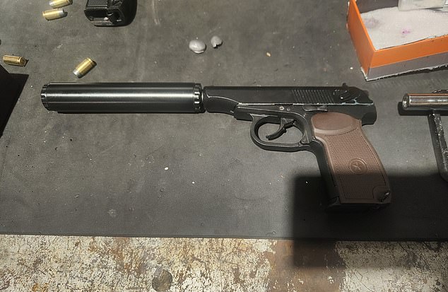 A Makarov-style semi-automatic pistol found at Brennan's garage along with bullets and a silencer was in the process of being converted to fire 9mm ammunition