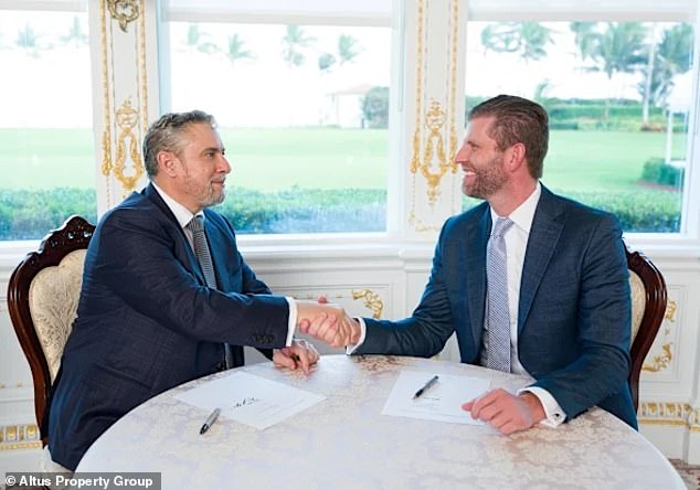 Executive vice president of the Trump Organization Eric Trump (left) and Altus chief executive David Young (right)