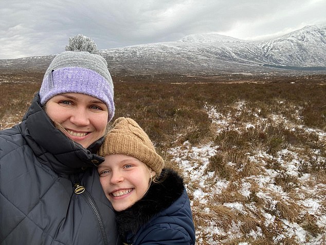 Mrs Rizak with her daughter  Kateryna in the UK. The family faced a long and turbulent journey to Britain before they eventually settled in Amersham, Buckinghamshire