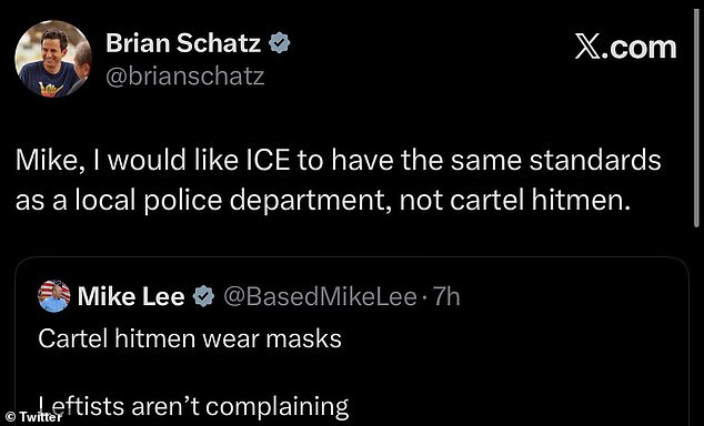 Hawaii Democrat Brian Schatz also pointed out Lee's hypocrisy