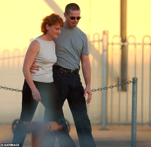 Hanson spent 78 days behind bars in 2003 after she was wrongly convicted for election fraud (pictured with her son after she was released from Brisbane Women's Correctional Facility)