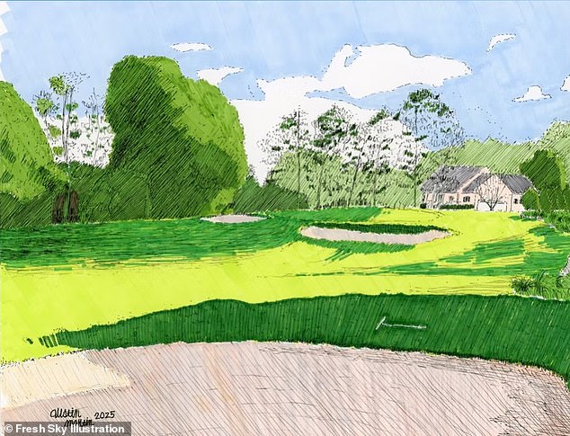 Martin lived with his parents at the secluded home - and he had an obsession with drawing golf courses in his spare time, an Instagram account linked to him showed (pictured)