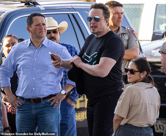 Gonzales (left) and Aviles (right) with Elon Musk in Texas in September 2023
