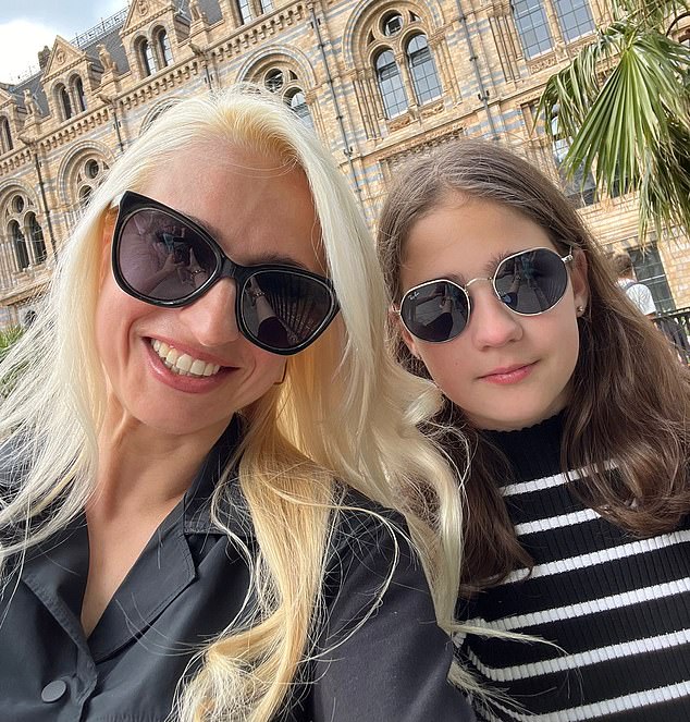 Ms Kolesnikovych and her daughter. After arriving in the UK, Polina started school in year four but struggled at first due to her lack of English