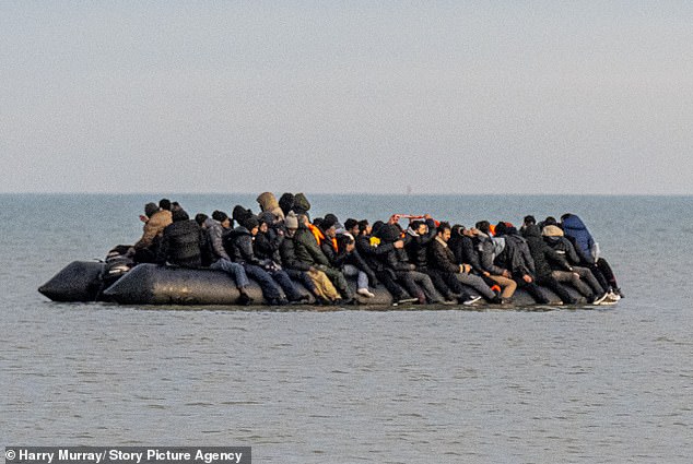 Small boat migrants attempting to cross the Channel from France in January
