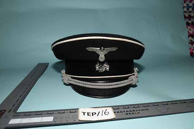 A Nazi SS officer's cap was found in the boy's bedroom, described as his 'sanctuary' and shown to the court