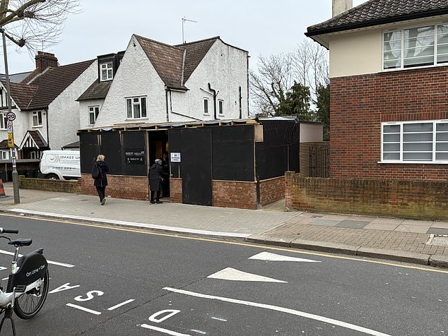Pictured: Scaffolding in place outside the new home being listed for £950,000