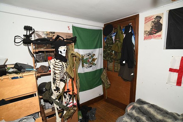 Jurors were shown images taken by police of the boy's bedroom, where weapons and far-right memorabilia were on display