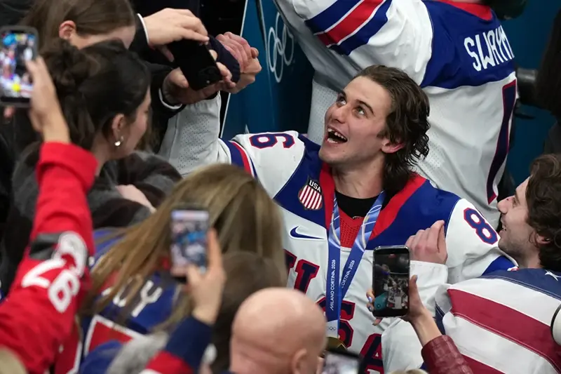 Jack Hughes lost teeth from a high-stick to the mouth before his Olympic gold-winning goal