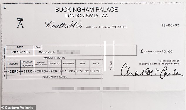 Ms Giannelloni was paid £75 for massaging the Duke of York, who 'draped himself across my massage table' and 'sent a fresh wave of nervous energy coursing through me'