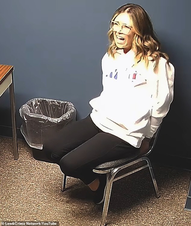 School secretary sobs as she tells police she only had sex with student three times... and waited until he was 18