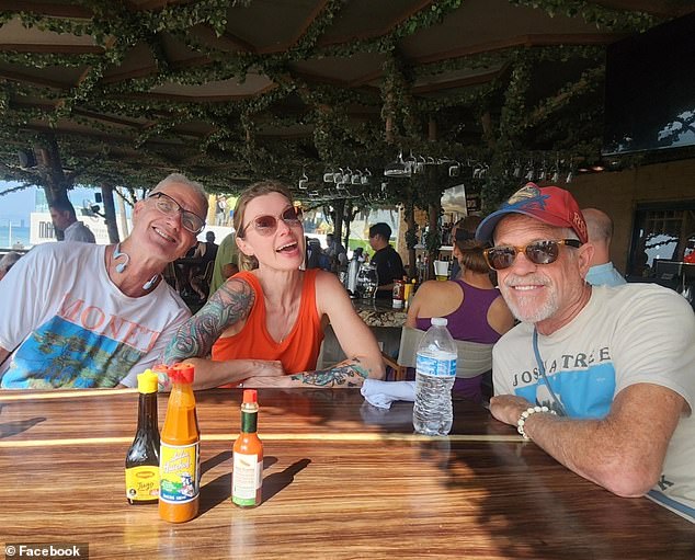 They made friends, pictured, who helped them find what Gardner described as the 'nice place on the beach that was open for food'