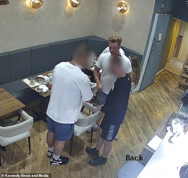 The two male diners are later seen talking to the restaurant's owner Charlie Hester where they refuse to pay for their £70 bill